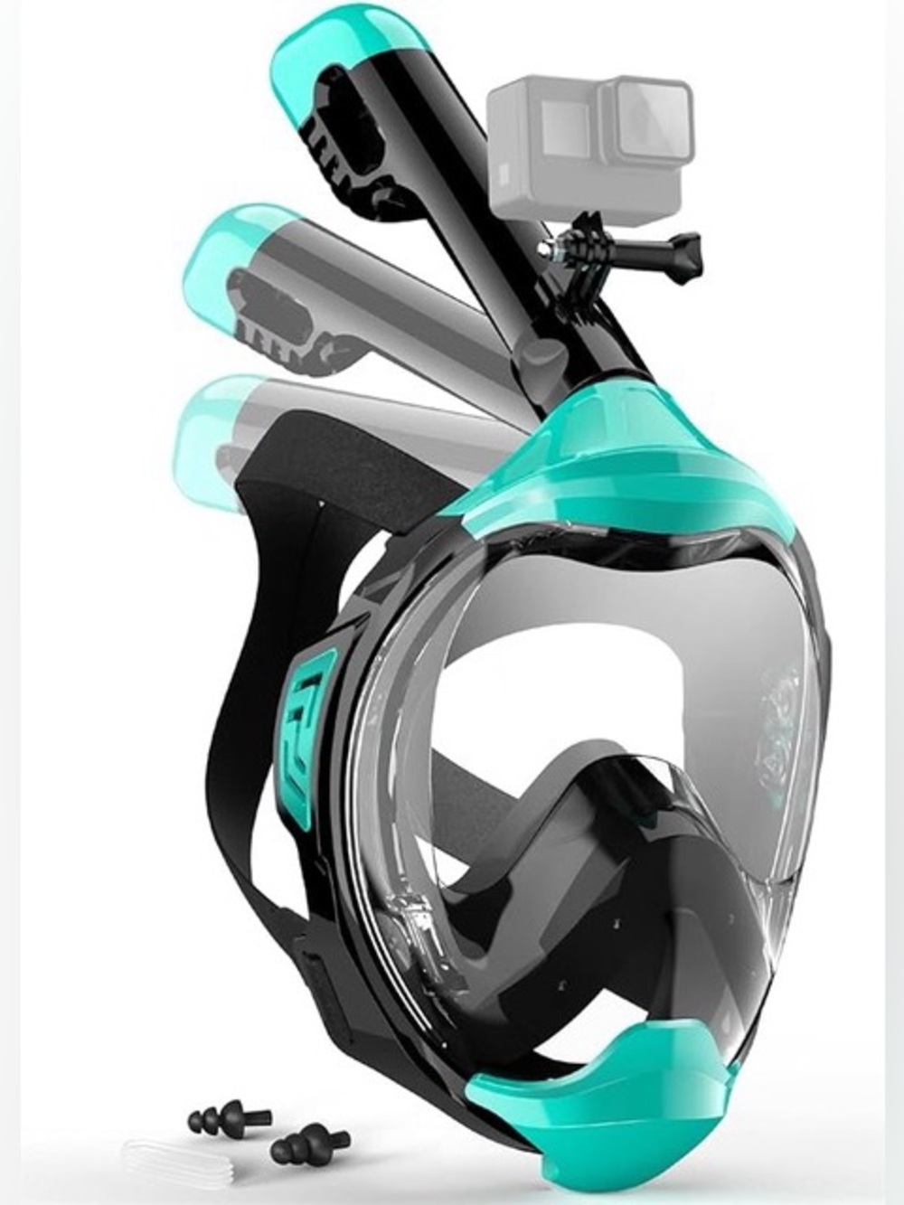 NWT Full-Face Snorkel Mask in Teal and Black